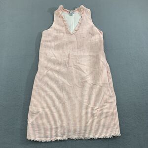 Tommy Bahama Dress Womens XS Linen Sleeveless V Neck Summer Stripe Pockets Casua
